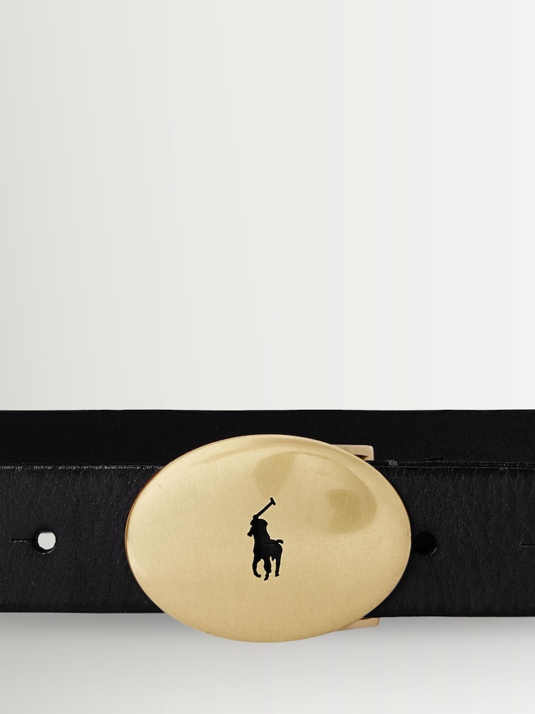 Polo Ralph Lauren Black Oval Buckle Belt - Image 2 of 2 Polo Ralph Lauren Black Oval Buckle Belt - Image 2 of 2