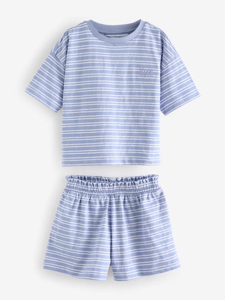 Blue/White Floral Short Pyjamas 3 Pack (9mths-16yrs) - Image 7 of 11