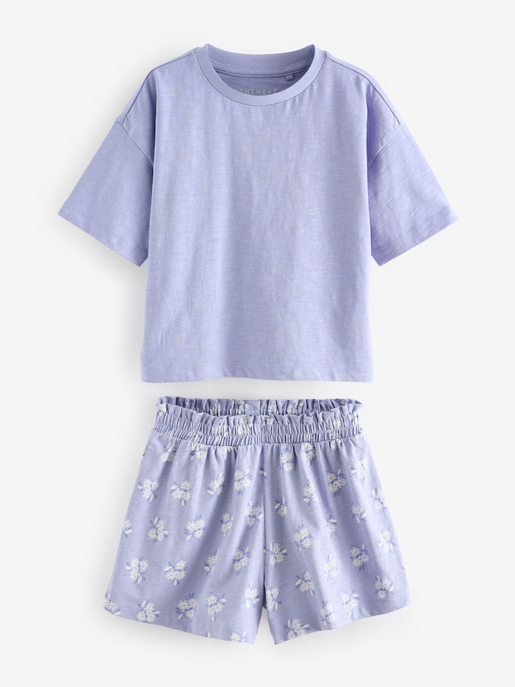 Blue/White Floral Short Pyjamas 3 Pack (9mths-16yrs) - Image 8 of 11