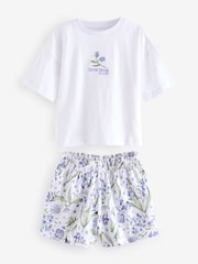 Bleu/blanc à fleurs - Pyjama court 3 Pack (3-16ans) - Image 9 de 11