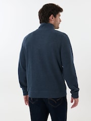 Saltwell Blue Jersey Ribbed Quarter Zip Fleece - Image 2 of 7