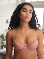 Rose Pink Pad Balcony Smoothing Floral Lace Bra - Image 4 of 7