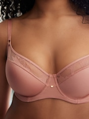 Rose Pink Pad Balcony Smoothing Floral Lace Bra - Image 5 of 7