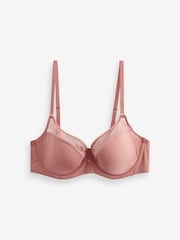 Rose Pink Pad Balcony Smoothing Floral Lace Bra - Image 6 of 7