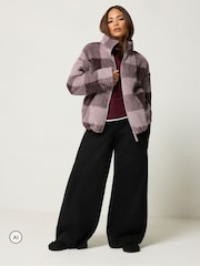 PixieGirl Petite Purple Check Zip Through Fleece - Image 1 of 6