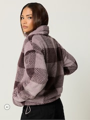 PixieGirl Petite Purple Check Zip Through Fleece - Image 3 of 6
