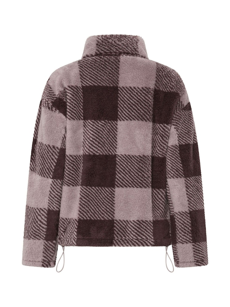 PixieGirl Petite Purple Check Zip Through Fleece - Image 6 of 6