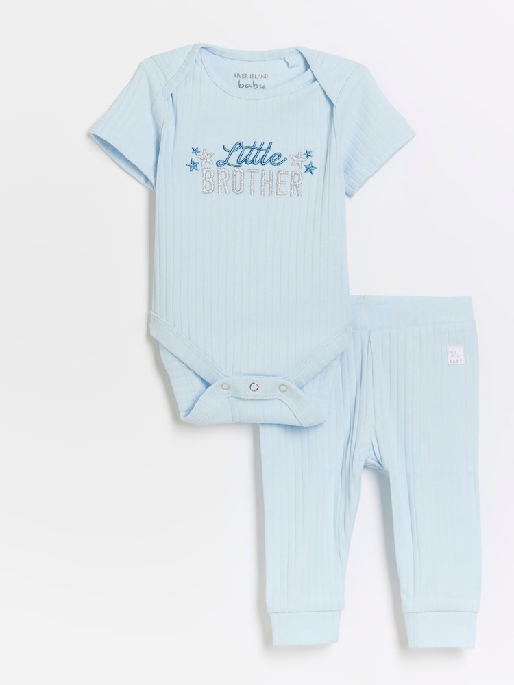 River Island Blue Boys 100% Cotton Little Brother Set - Image 1 of 4 River Island Blue Boys 100% Cotton Little Brother Set - Image 1 of 4