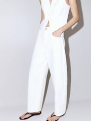 Mango White Barrel Jeans - Image 4 of 8