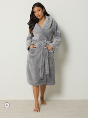 PixieGirl Petite Grey Super Luxe Hooded Dressing Gown - Image 2 of 6