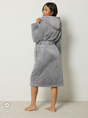PixieGirl Petite Grey Super Luxe Hooded Dressing Gown - Image 3 of 6