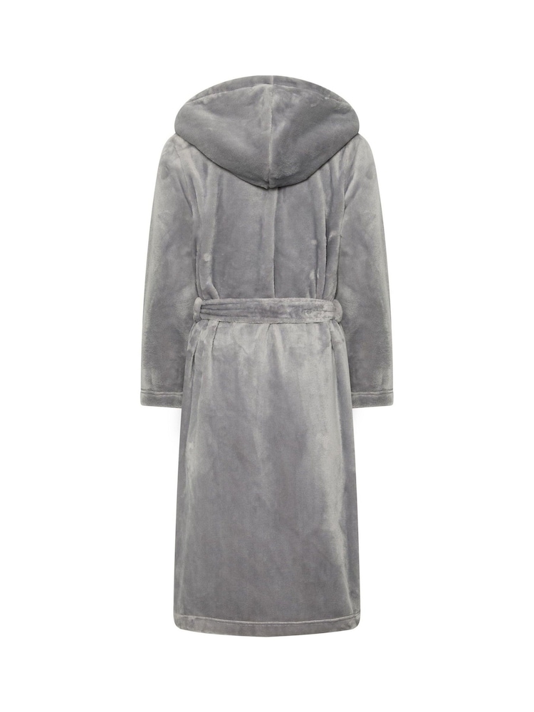 PixieGirl Petite Grey Super Luxe Hooded Dressing Gown - Image 6 of 6 PixieGirl Petite Grey Super Luxe Hooded Dressing Gown - Image 6 of 6