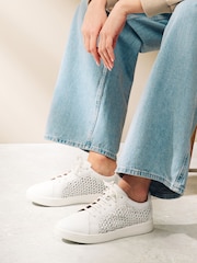 White Signature Leather Weave Lace-Up Trainers - Image 2 of 8