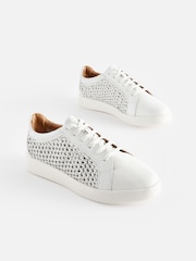 White Signature Leather Weave Lace-Up Trainers - Image 3 of 8