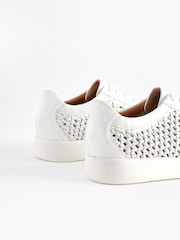 White Signature Leather Weave Lace-Up Trainers - Image 7 of 8