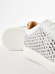 White Signature Leather Weave Lace-Up Trainers - Image 8 of 8