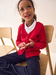 Red Cotton Rich Frill Pocket Jersey School Cardigan (3-16yrs) - Image 2 of 6