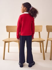 Red Cotton Rich Frill Pocket Jersey School Cardigan (3-16yrs) - Image 3 of 6