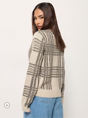 내추럴 - PixieGirl Petite Check Knitted Jumper - 6의 이미지 3