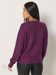 M&Co Purple Petite Diamond Trim Jumper - Image 2 of 6
