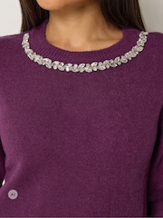 M&Co Purple Petite Diamond Trim Jumper - Image 4 of 6