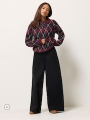 PixieGirl Petite Red Argyle Collar Jumper - Image 2 of 6
