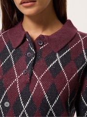 PixieGirl Petite Red Argyle Collar Jumper - Image 4 of 6