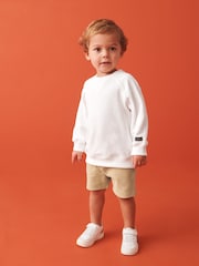 Ecru Off White Oversized 100% Cotton Sweatshirt and Shorts Set (3mths-7yrs) - Image 1 of 9