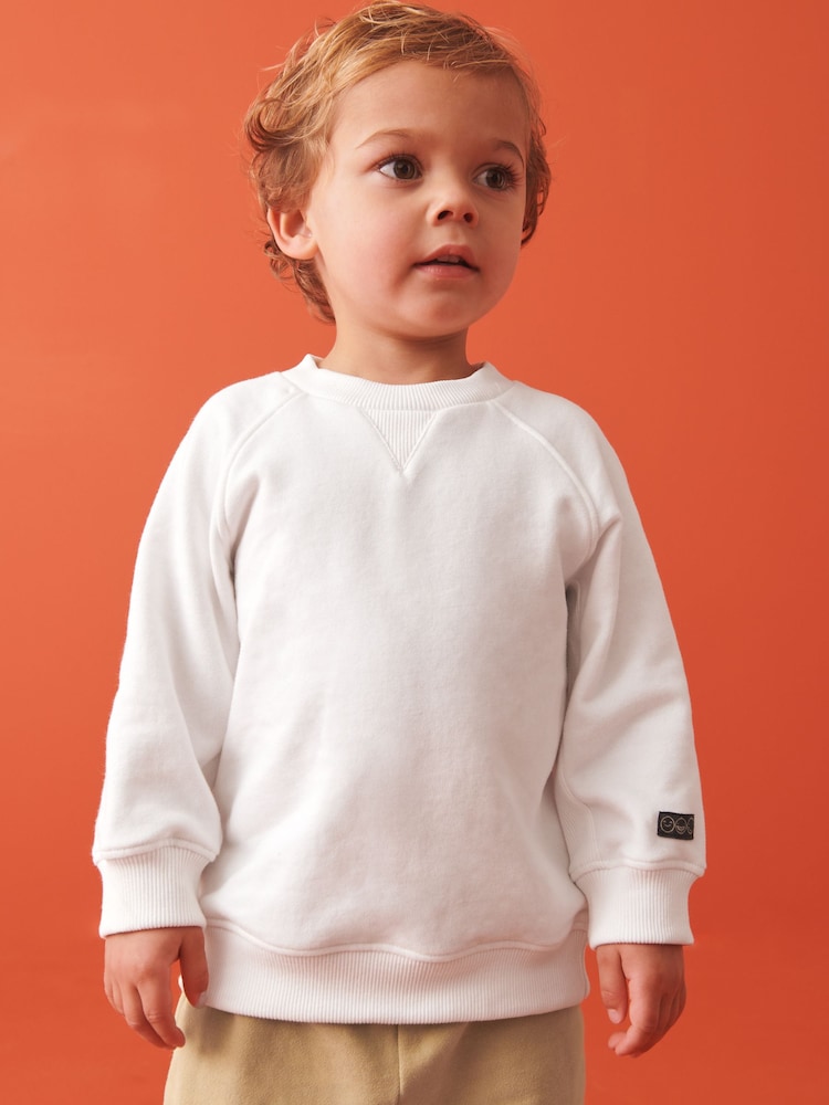 Ecru Off White Oversized 100% Cotton Sweatshirt and Shorts Set (3mths-7yrs) - Image 2 of 9