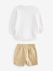 Ecru Off White Oversized 100% Cotton Sweatshirt and Shorts Set (3mths-7yrs) - Image 8 of 9