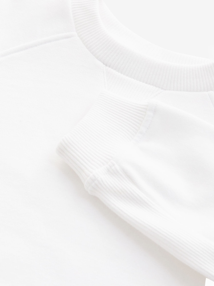 Ecru Off White Oversized 100% Cotton Sweatshirt and Shorts Set (3mths-7yrs) - Image 9 of 9