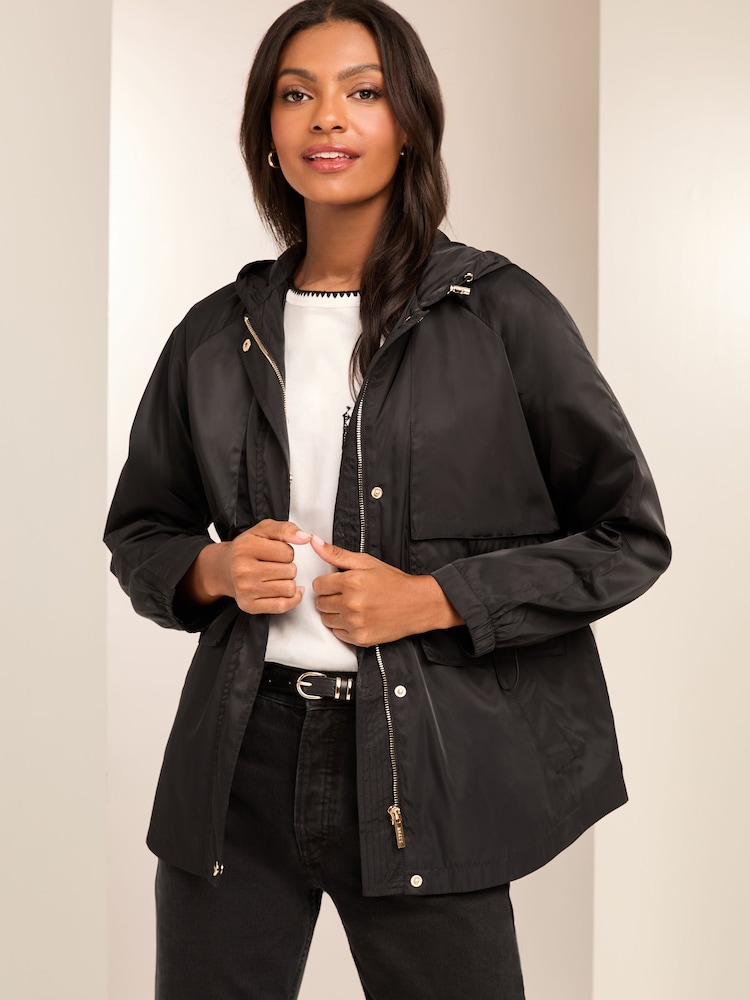 Lipsy Black Petite Shower Resistant Rain Coat - Image 4 of 4