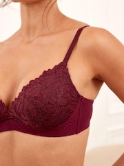 Plum Purple Pad Non Wire Comfort Lace Bra - Image 5 of 7