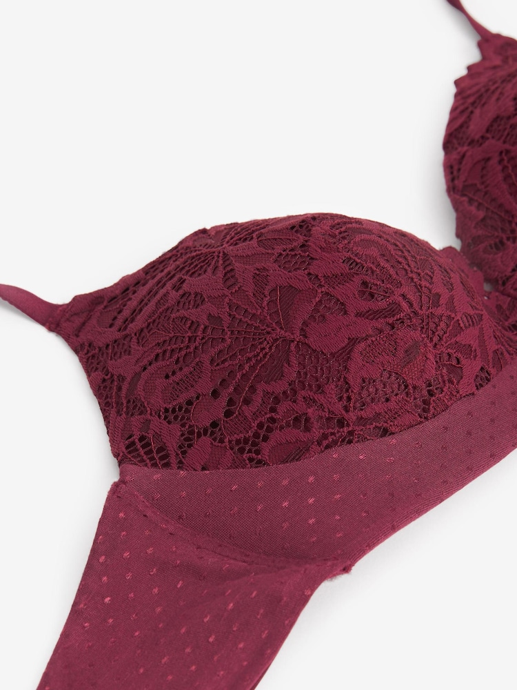 Plum Purple Pad Non Wire Comfort Lace Bra - Image 7 of 7