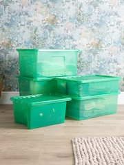 Wham 5 Piece Green Crystal Multisize Storage Boxes - Image 1 of 6