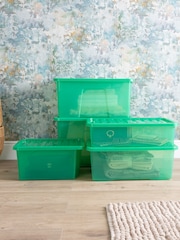 Wham 5 Piece Green Crystal Multisize Storage Boxes - Image 2 of 6