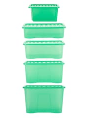 Wham 5 Piece Green Crystal Multisize Storage Boxes - Image 5 of 6