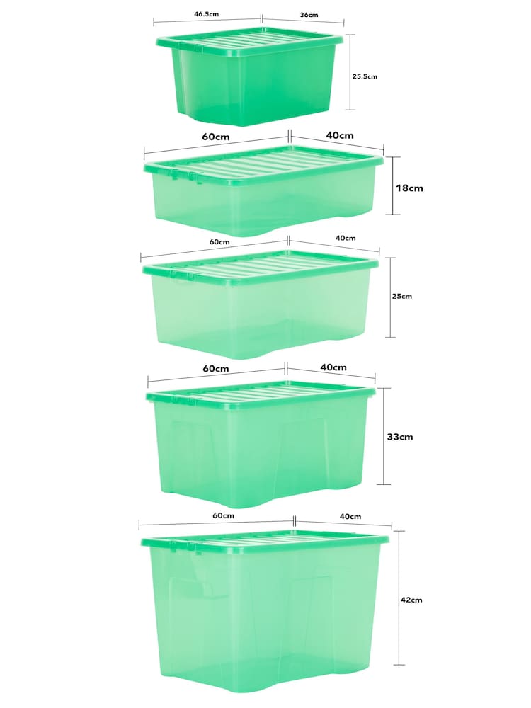 Wham 5 Piece Green Crystal Multisize Storage Boxes - Image 6 of 6