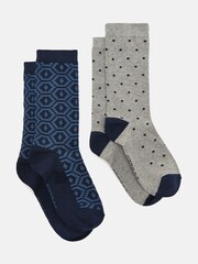 Joules Men's Kingsbury Navy/Grey 2 Pack Socks (size 7-12) - Image 1 of 1
