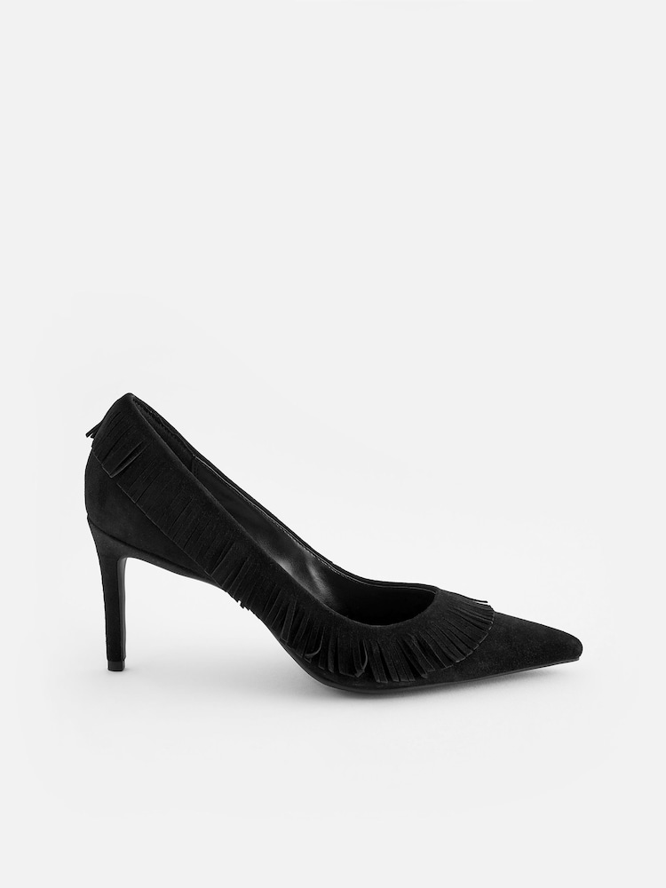 Black Forever Comfort Leather Fringe Court Shoes - Image 2 of 5 Black Forever Comfort Leather Fringe Court Shoes - Image 2 of 5