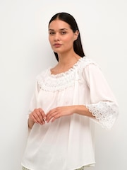 Cream Bea White Off Shoulder Lace Blouse - Image 1 of 6