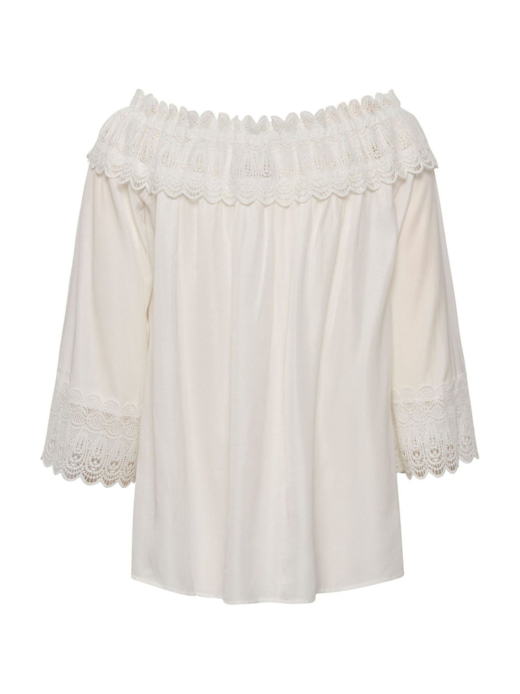 Cream Bea White Off Shoulder Lace Blouse - Image 6 of 6