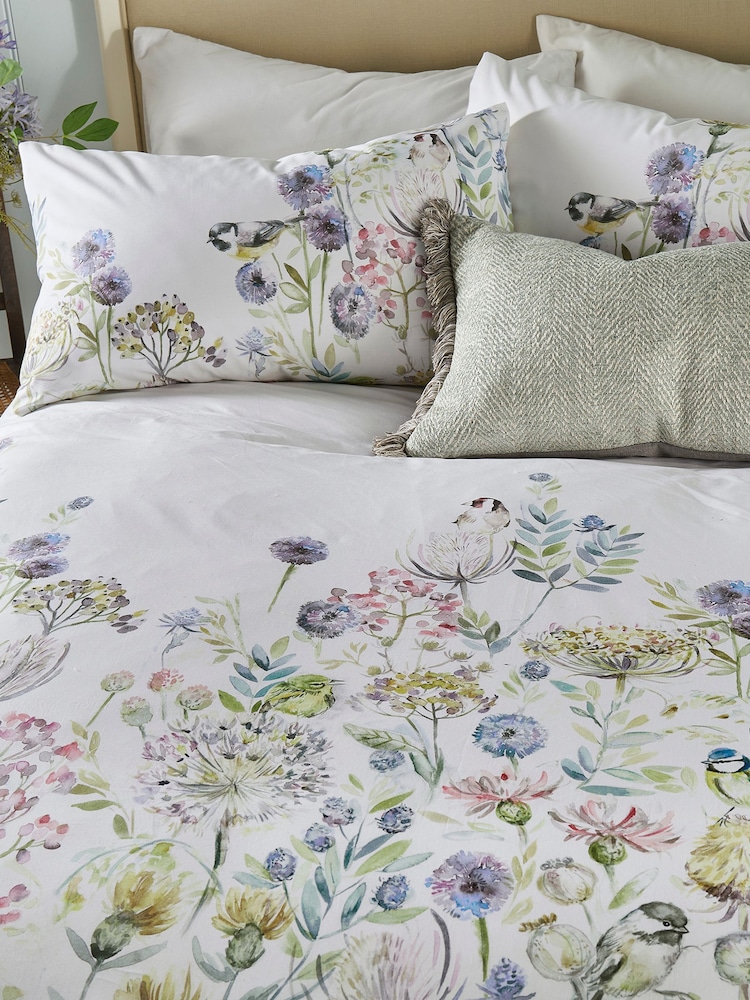 Voyage White Morning Chorus 100% Cotton Pillowcases - Image 1 of 2