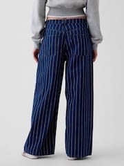 Gap Dark Wash Stripe Mid Rise Stripe Baggy Jeans - Image 2 of 5