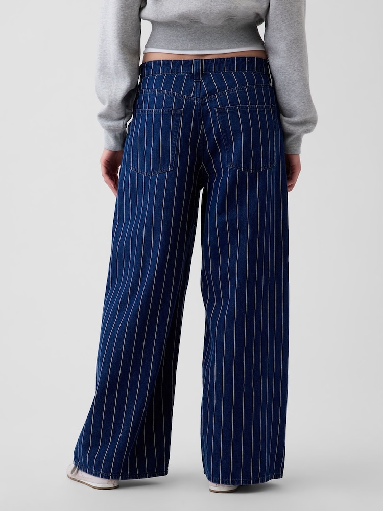 Gap Dark Wash Stripe Mid Rise Stripe Baggy Jeans - Image 2 of 5 Gap Dark Wash Stripe Mid Rise Stripe Baggy Jeans - Image 2 of 5