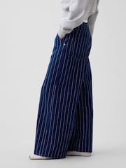 Gap Dark Wash Stripe Mid Rise Stripe Baggy Jeans - Image 3 of 5