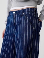 Gap Dark Wash Stripe Mid Rise Stripe Baggy Jeans - Image 5 of 5