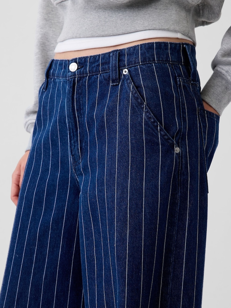 Gap Dark Wash Stripe Mid Rise Stripe Baggy Jeans - Image 5 of 5 Gap Dark Wash Stripe Mid Rise Stripe Baggy Jeans - Image 5 of 5