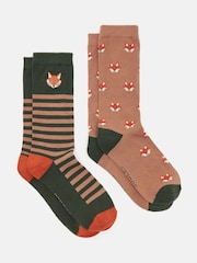 Joules Men's Kingsbury Green Socks 2 Pack (size 7-12) - Image 1 of 3
