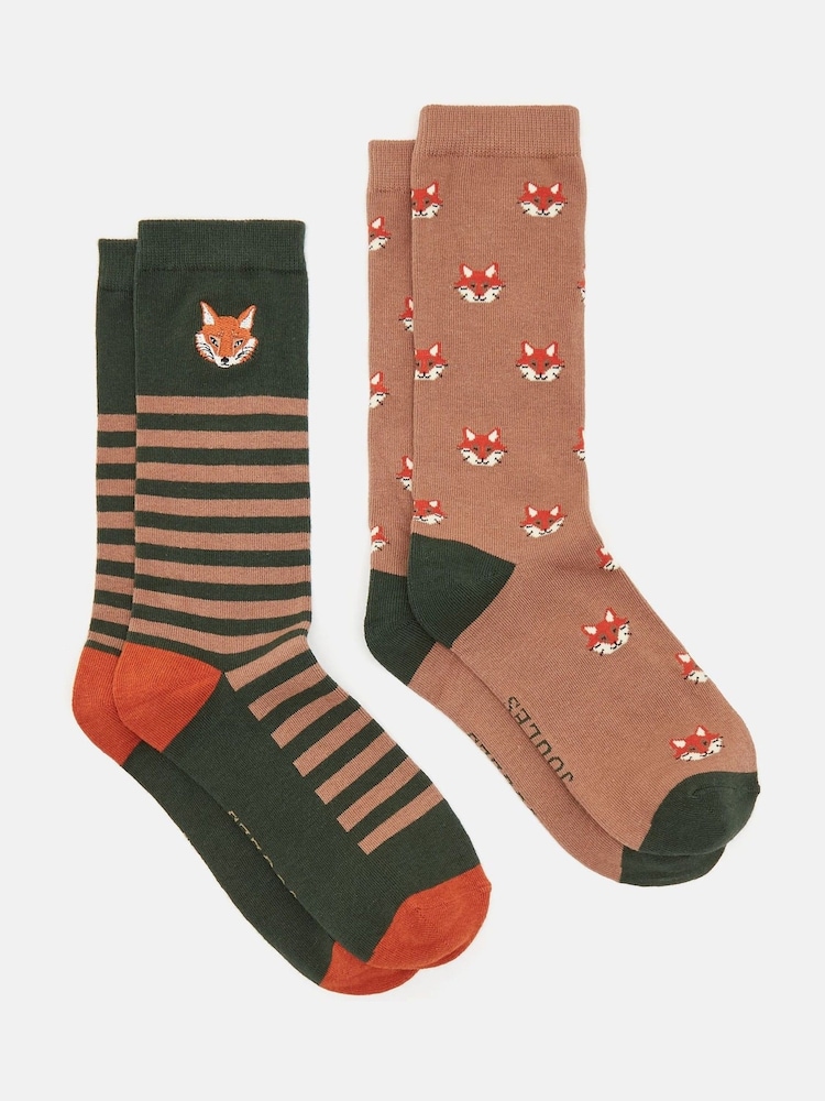 Joules Men's Kingsbury Green Socks 2 Pack (size 7-12) - Image 1 of 3